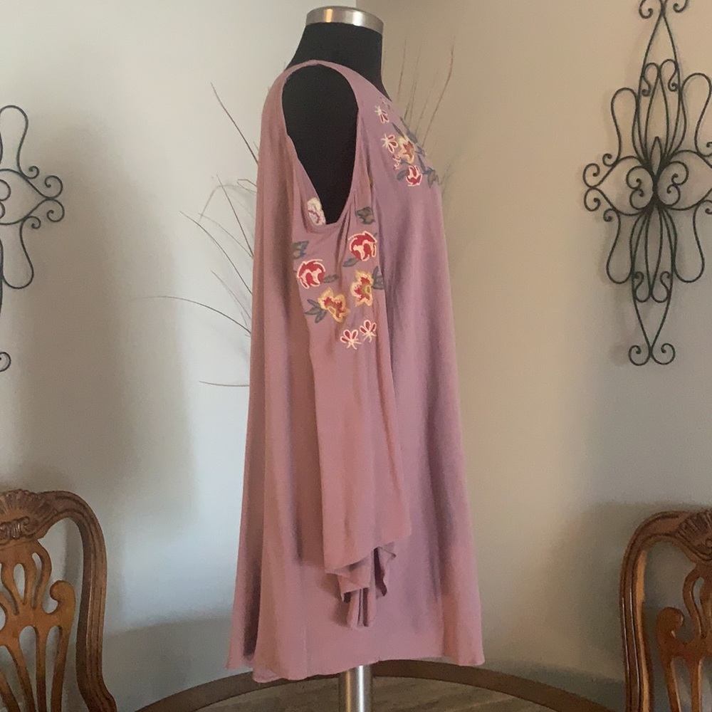 NEW embroidered flutter sleeve open shoulder tunic dress by UMGEE